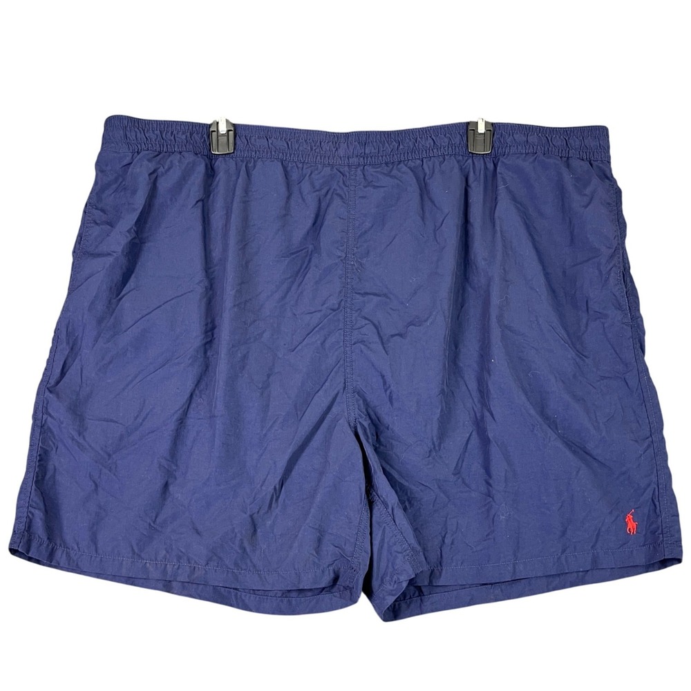 Polo Ralph Lauren Traveler Swim Trunks Navy Blue Red Pony Mesh Lined 4XLT‎ Mens
